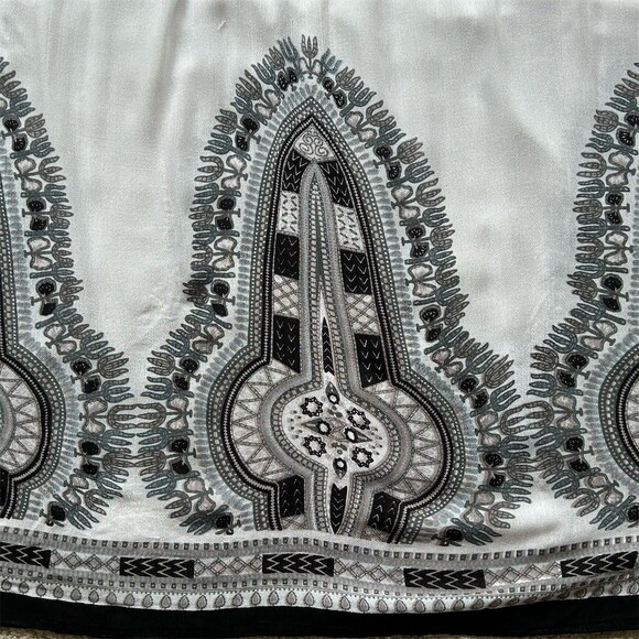 Zury Maxi Dress Womens One Size White Tribal Border Print V-Neck Sleeveless Boho - Picture 9 of 10